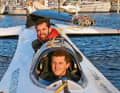 The pilots: helmsman Mayeul van den Brock at the front, Benoit Gaudiot at the back.
