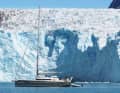The British "Night Owl", a Garcia Exploration 45, off a glacier on the coast of West Greenland.