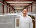 Satisfied: Vitters' sales and marketing man Bas Peute in front of the carbon superstructure of "Project Zero", the most complex order in the shipyard's history.