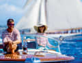 A scene almost 50 years later, also on the Côte d'Azur, with a classic sailing yacht in the background.