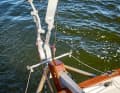 The attached rudder required a special suspension of the wind steering system.
