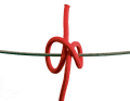 The weaving knot (or mast throw or fender knot) consists of two half hitches. It is often tied on a slip.