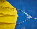 There is only one halyard and one sheet to operate, and sometimes the two lines for the trim.