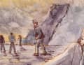 Horrific delivery: The survivors of the "Invercauld" leave an injured comrade on the beach. His fate is sealed. He will either starve to death or freeze to death.