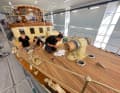 All the bronze fittings on board were removed and catalogued, and 95 percent of the originals were painstakingly restored.