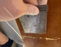 ... can be pushed away, this time with a wider Japanese spatula. Clean the residue from the spatula with a paper towel. Repeat these steps if necessary.