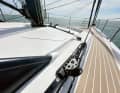 The good blue water setup: large genoa and stay jib on the self-tacking rail.