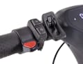 Thumb brake and indicators: e-scooters are operated using buttons, sliders or rocker switches on the handlebars.