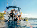 When scuba diving from a boat, good entry and exit points are important. Remember the swim ladder!