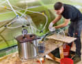 Excess resin-hardener mixture collects in the so-called trap.
