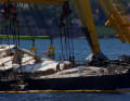 It had previously been lifted by a floating crane.