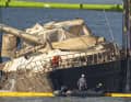 The mast was sawn off by a submersible robot.