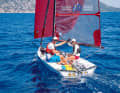 World record attempt in dinghy sailing: Luka Kobler together with daughter Jona.