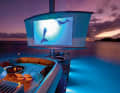 The screen unfolds automatically on the 58 metre high carbon masts ...