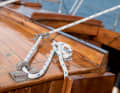 The mainsheet is split above the companionway and is operated without winches.