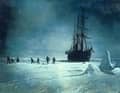 The team waits for the ice to release the "Endurance" and meanwhile plays football on the ice.