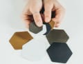 The hex patches are self-adhesive and available in different colours.