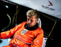Oliver Heer an Bord seines Imoca