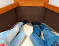 Cramp zone: The forward berth is often built far into the bow. However, if there are less than 60 centimetres at the foot end, two pairs of feet are extremely cramped