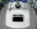 Forebody: A self-tacking jib is standard on board. However, genoa rails like the one shown here are not fitted to all Omegas