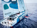 Und der Kontrast: Team Biotherm in spiegelglatter See "gefangen"