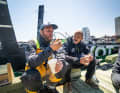 Team Guyots Co-Skipper Robert Stanjek kurz nach dem Mastbruch in Halifax