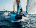 Malizia's co-skipper Will Harris on the foredeck of "Malizia - Seaexplorer"