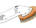 A Delta sander with brush attachment cleans the teak deck
