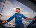"Holcim - PRB" sailor Tom Laperche rests for a moment after a gybe