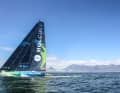 Winner with a lead of just a few minutes after almost 18 days at sea: Kevin Escoffier's "Holcim - PRB"