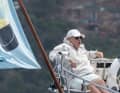 The Whisper's pushpit is also a great place to smoke a cigar while sailing