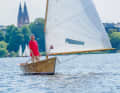 A traditional Chiemsee flatboat was transported to Hamburg by its owner Manfred Götz for the 16th time to take part in the event