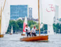 HSC Chairman Daniel Baum with Scotsman Sven-Ove Baumgartner on Baum's Elbe H dinghy "Frida"