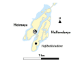 Kartenansicht der Insel Hellandsøya.