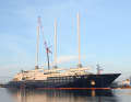 The three huge masts are standing.