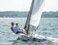 The 5.79 metre dinghy is just under two metres wide and has distinctive chine lines. The hull will therefore offer plenty of righting moment.