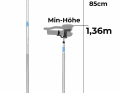 The support is available in different lengths. It can also be adjusted.