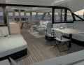 In the centre of the saloon is the steering position that is so characteristic of Gunboats