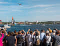 Enthusiastic spectators at the Ocean Race fly-by in Kiel in summer 2023