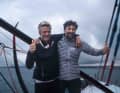 Knapp geschlagen, trotzdem glückliche Zweite im Ziel: Yoanne Richomme (r.) und Yann Eliès auf "Paprec Arkéa"