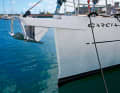 Solid: The delphinière is firmly welded on and serves as a bowsprit and anchor bracket
