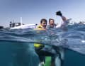 Diego Botin and Florian Trittel enjoy their winning swim in the Mediterranean