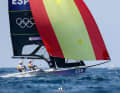 Hier segeln Diego Botin und Florian Trittel in der Bucht von Marseille zum 49er-Olympiasieg