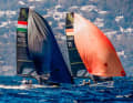 Here they are in action off the coast of Mallorca in a duel with Hungarian competitors.