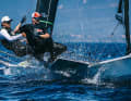 Ließen zum Auftakt der Frankreich-Regatta ein paar Punkte liegen, kamen dann aber immer besser in Fahrt: Richard Schultheis und Fabian Rieger im 49er.