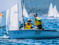 Il miglior duo misto 470 della Germania è stato molto concentrato nella baia di Hyères.