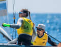 A completare la loro prima vittoria alla Semaine Olympique Française nella medal race di sabato: Simon Diesch e Anna Markfort nel 470 Mixed.