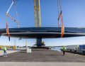 The new Nautor flagship "Be Cool" at her launch. The Swan 128 measures 38.98 metres in length and was also designed by German Frers.