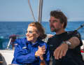 Boris Herrmann mit der Taufpatin und Ozeanforscherin Dr. Sylvia Earle.