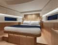 The spacious owner's cabin is located in the foredeck.